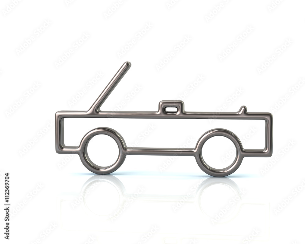 3d illustration of silver cabriolet car icon 3d illustration of silver cabriolet car icon