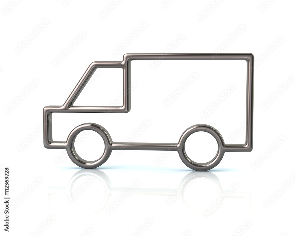 3d illustration of silver truck car icon 3d illustration of silver truck car icon
