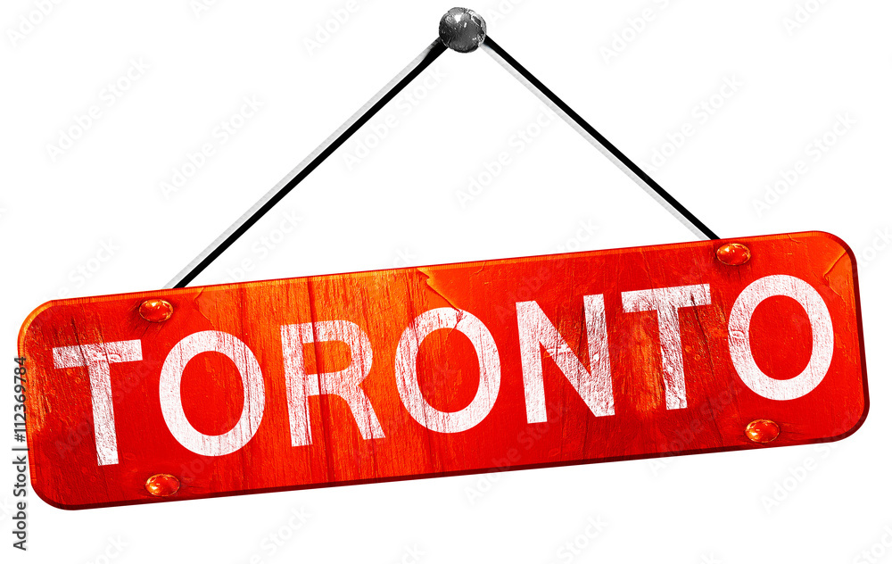 Toronto, 3D rendering, a red hanging sign Toronto, 3D rendering, a red hanging sign
