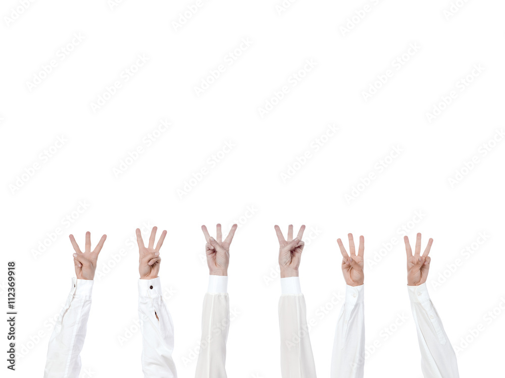 group of hands counting