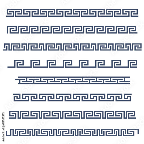 Set of border decoration elements seamless patterns in Greece st