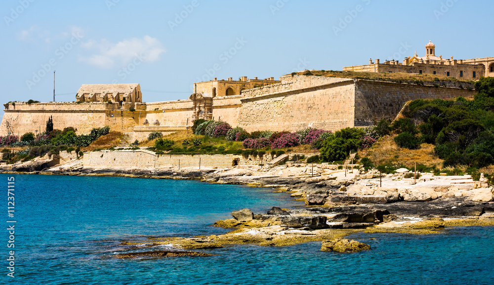 amazing coastal architecture of Valletta in Malta from the sea