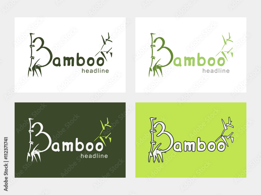 Fototapeta premium Bamboo Logo Pack, Asian Bamboo Market Label
