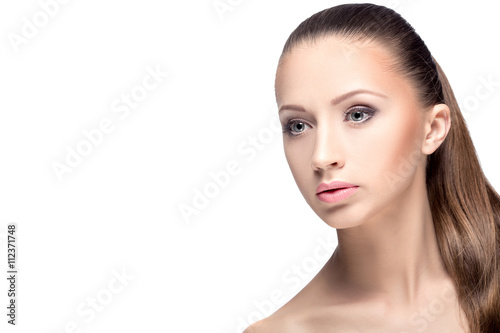 the woman's face with makeup