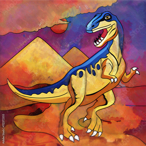 Fotografi Dinosaur in the habitat. Illustration Of Staurikosaur