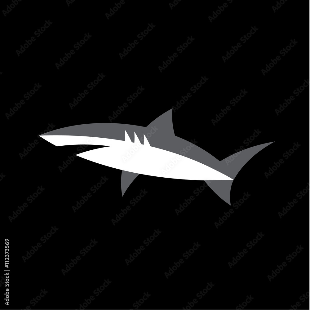 White Shark on a dark background Animal logo design style modern symbol icon flat White Shark on a dark background Animal logo design style modern symbol icon flat