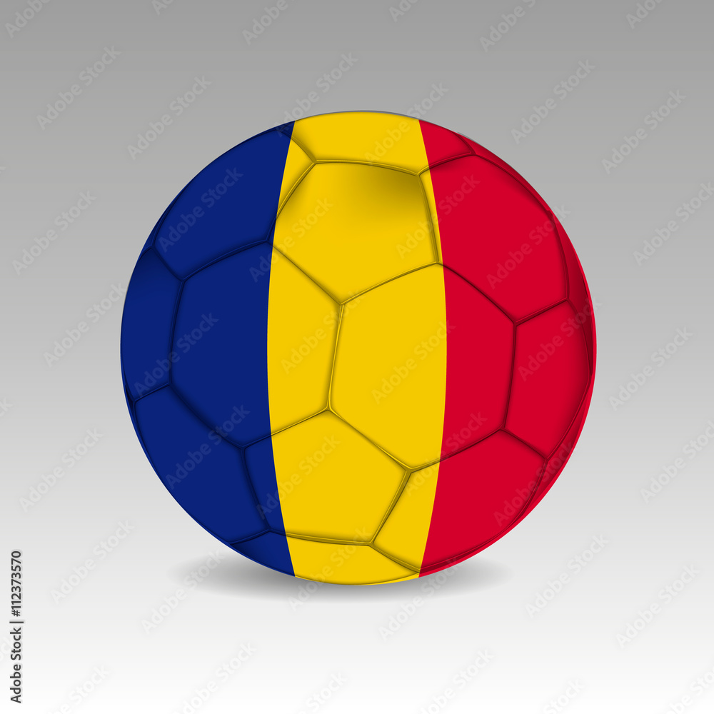 design soccer ball flag of Romania. vector illustration
