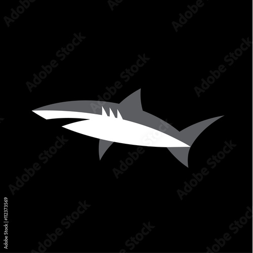 White Shark on a dark background Animal logo design style modern symbol icon flat