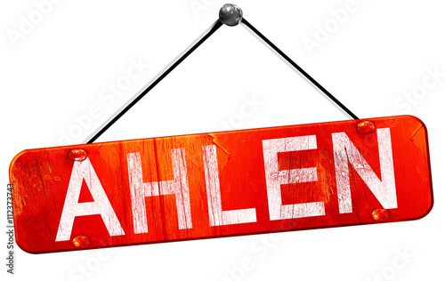 Ahlen, 3D rendering, a red hanging sign photo