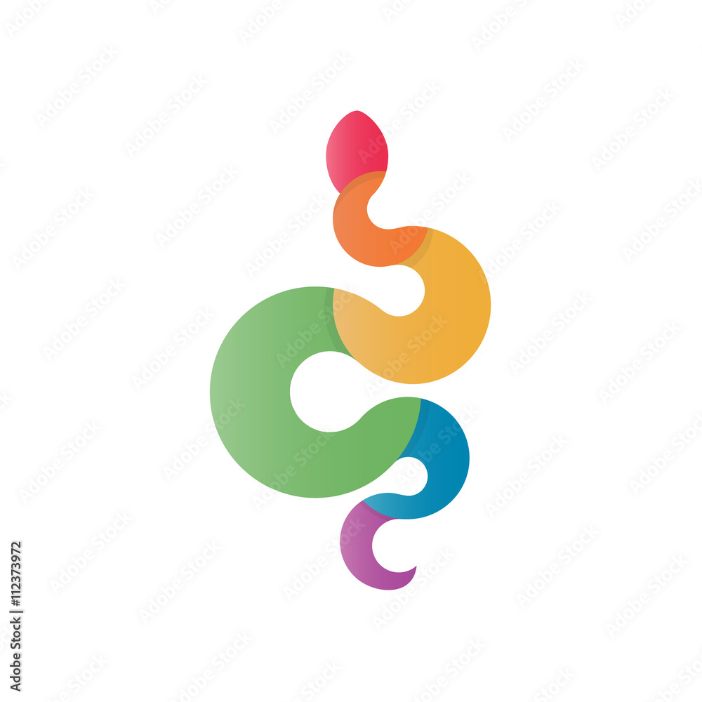 Color gradients snake in modern high-quality design logos drawn from the geometric rings Color gradients snake in modern high-quality design logos drawn from the geometric rings