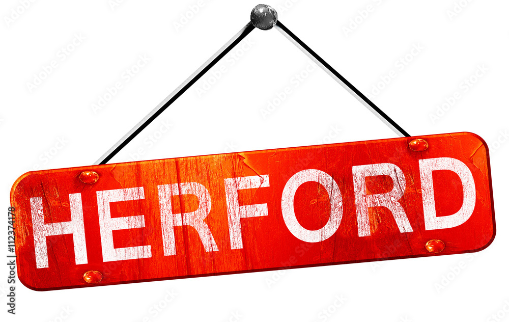 Herford, 3D rendering, a red hanging sign Herford, 3D rendering, a red hanging sign