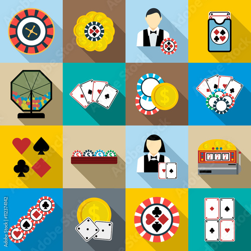 Casino icons set, flat syle