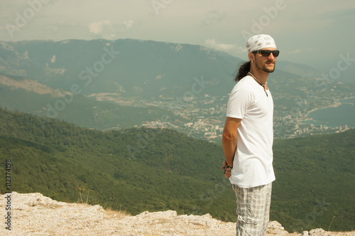 portrait of a man on the mountain