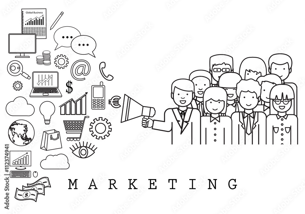 Marketing Team-On White Background-Vector Illustration,Graphic Design