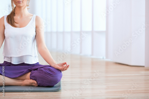 Practicing yoga