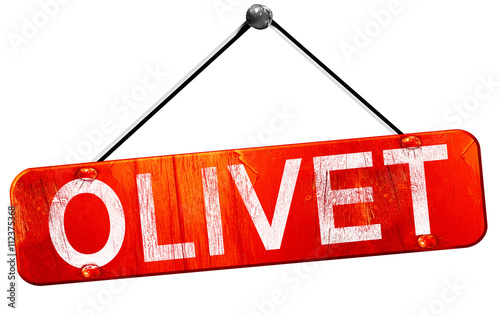 olivet, 3D rendering, a red hanging sign