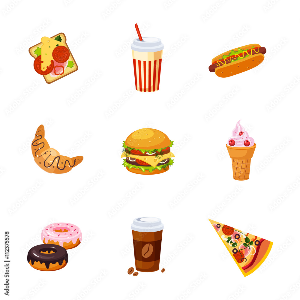 Fast Food Items Set Fast Food Items Set