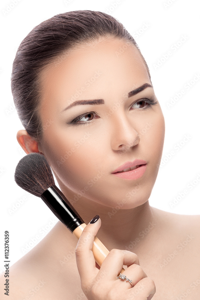 woman with Makeup Brushes