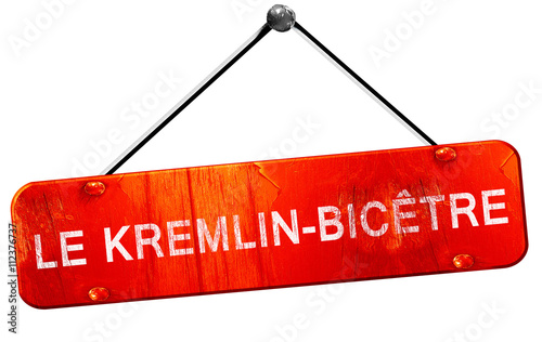 le kremlin-bicetre, 3D rendering, a red hanging sign photo