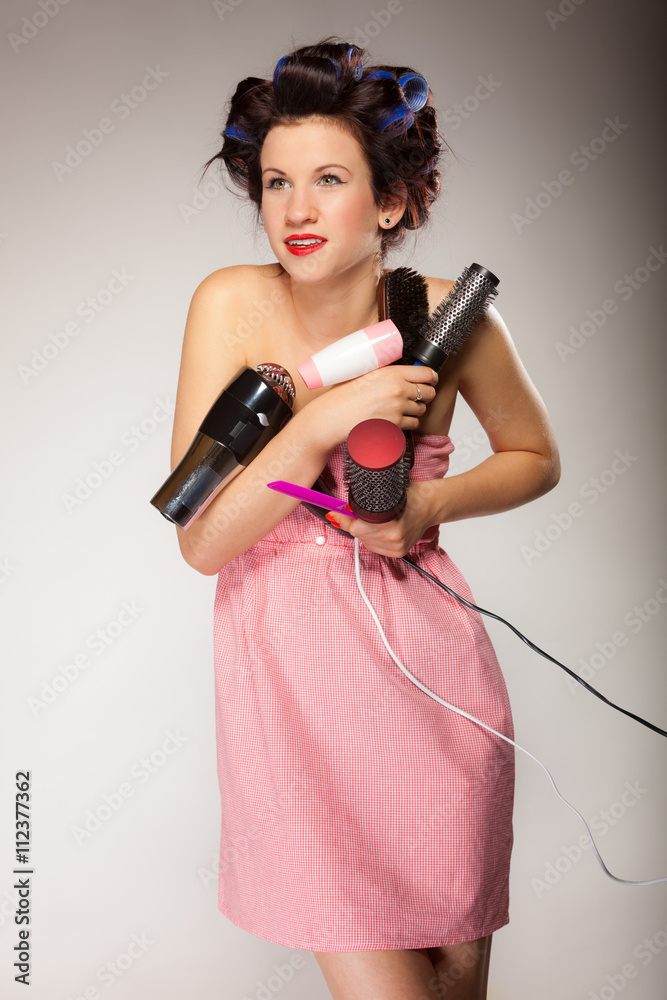 funny girl styling hair holds many accessories funny girl styling hair holds many accessories