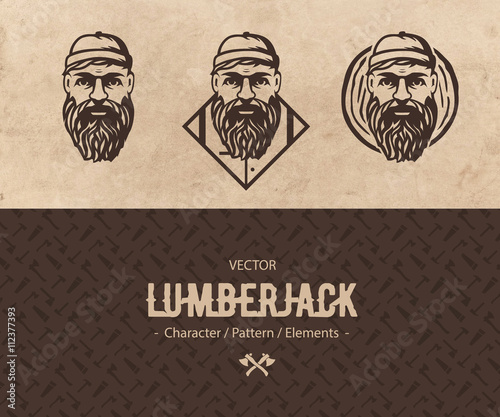 Vector Lumberjack Face Illustration Logo