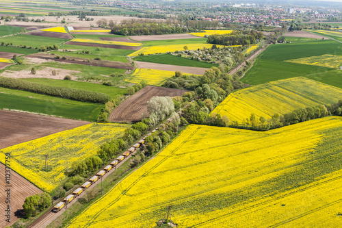 aerial view of harvest fields