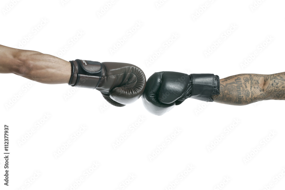 two boxer touch gloves and ready to fight Stock Photo Adobe Stock