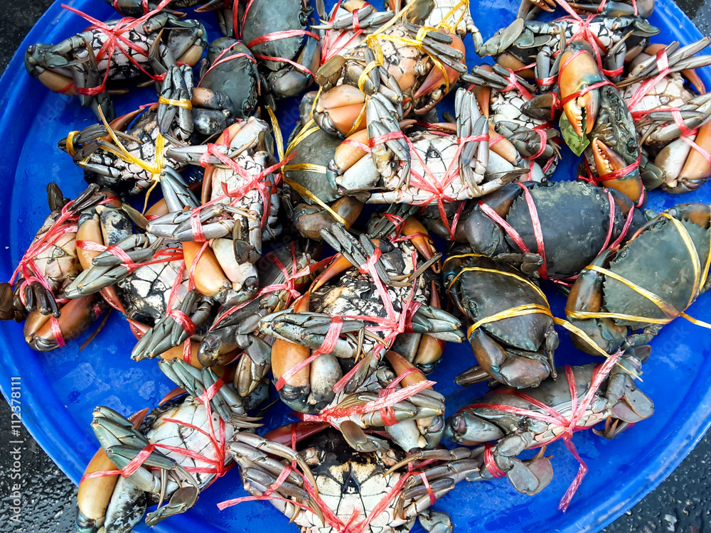 Crabs raw fresh in market, seafood