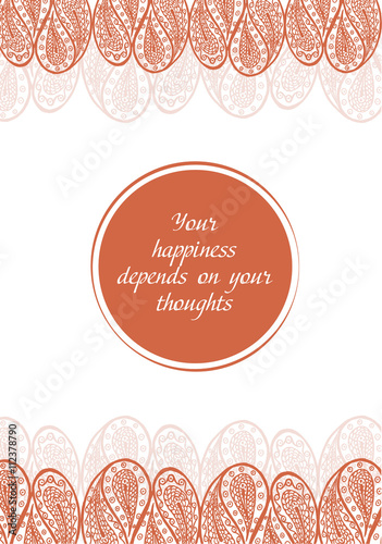 Card with an inscription Your happiness depends on your thoughts