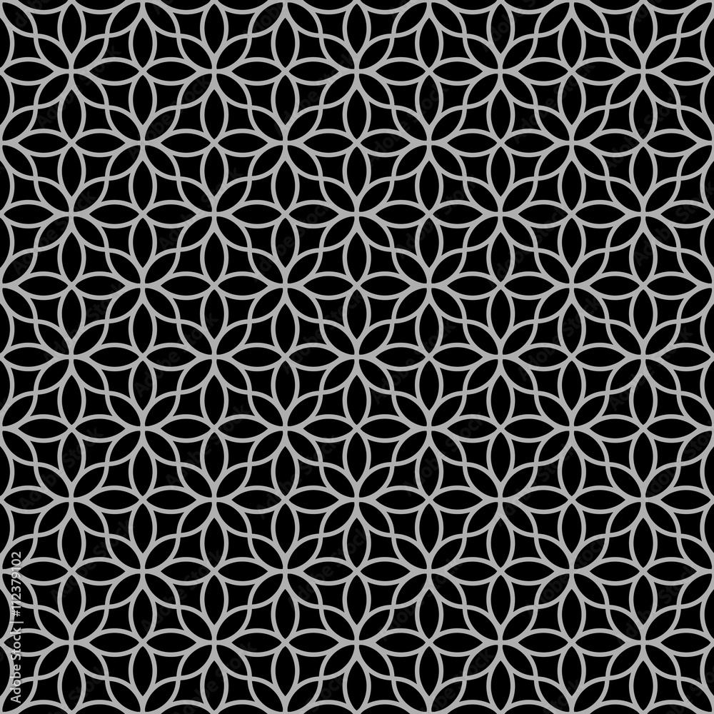 Black-and-white abstract floral seamless pattern