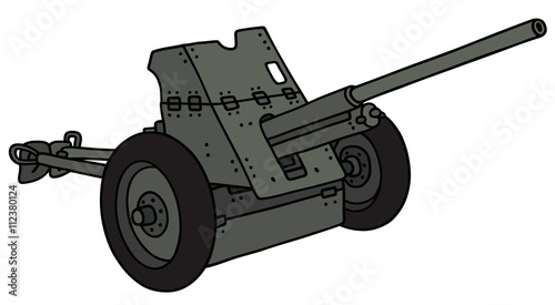 Old khaki cannon / Hand drawing, vector illustration