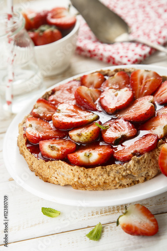 Strawberry and almond tart