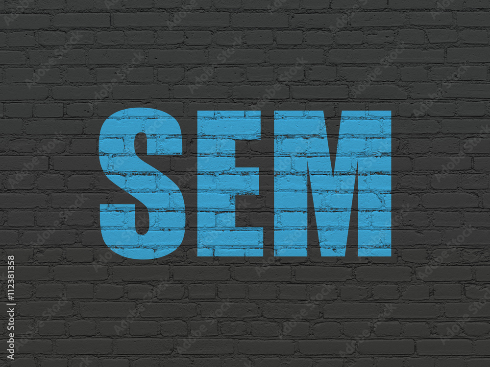 Advertising concept: SEM on wall background Advertising concept: SEM on wall background