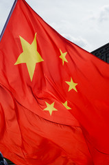 Wandcirkels China Wapperende rode vlag van China  © Sarka