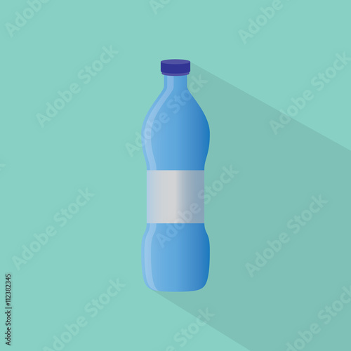 a glass or bottle of water with green background and flat style vector graphic illustration