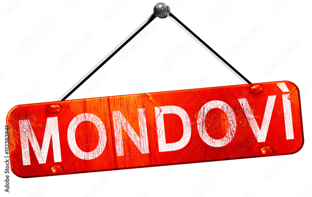Mondovi, 3D rendering, a red hanging sign Mondovi, 3D rendering, a red hanging sign