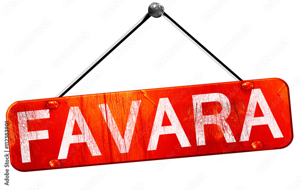 Favara, 3D rendering, a red hanging sign Favara, 3D rendering, a red hanging sign