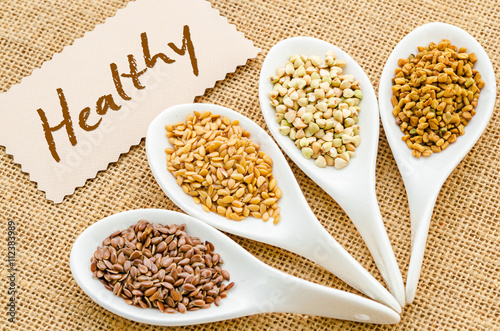 Healthy tag with grains.