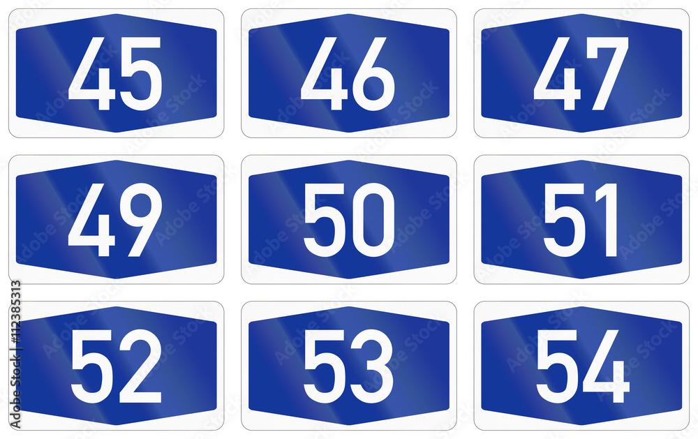 Collection of Numbered highway shields of German Autobahn system Collection of Numbered highway shields of German Autobahn system