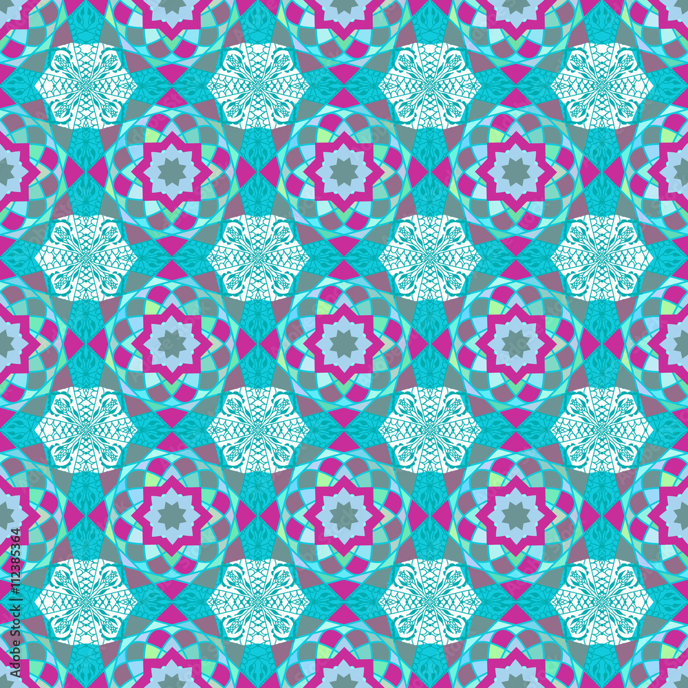 Vector seamless texture. Arabic muslim geometric pattern with mosaic ...