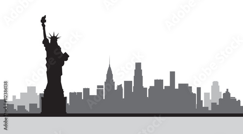 Liberty Statue Silhouette United States New York City View