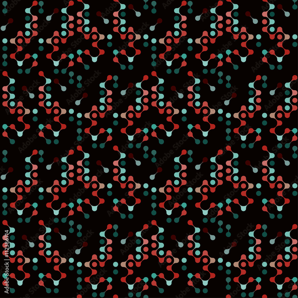 Obraz premium multicolor molecules seamless pattern vector eps10 on black background