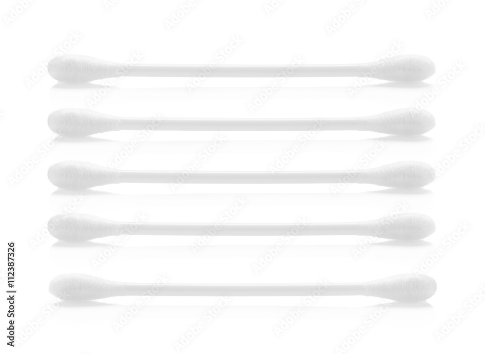 White cotton bud on white background White cotton bud on white background