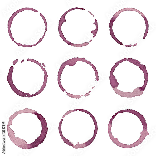 Wine stains hand drawn vector set
