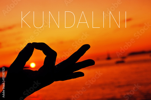 hands in gyan mudra and text kundalini photo