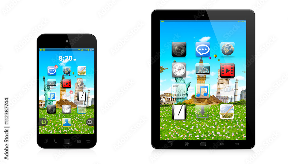 Modern digital phone and tablet on white background Modern digital phone and tablet on white background