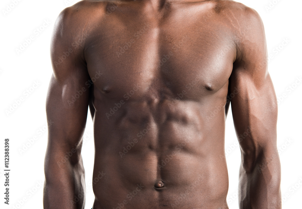 Handsome black man with athletic body posing