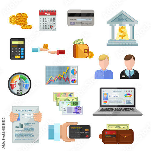 Credit Rating Icons On White Background 