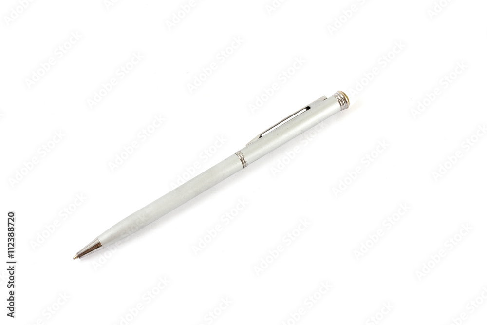 Silver pen isolated on a white background