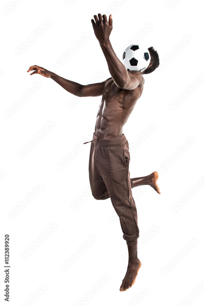 Fototapeta premium Black man playing football